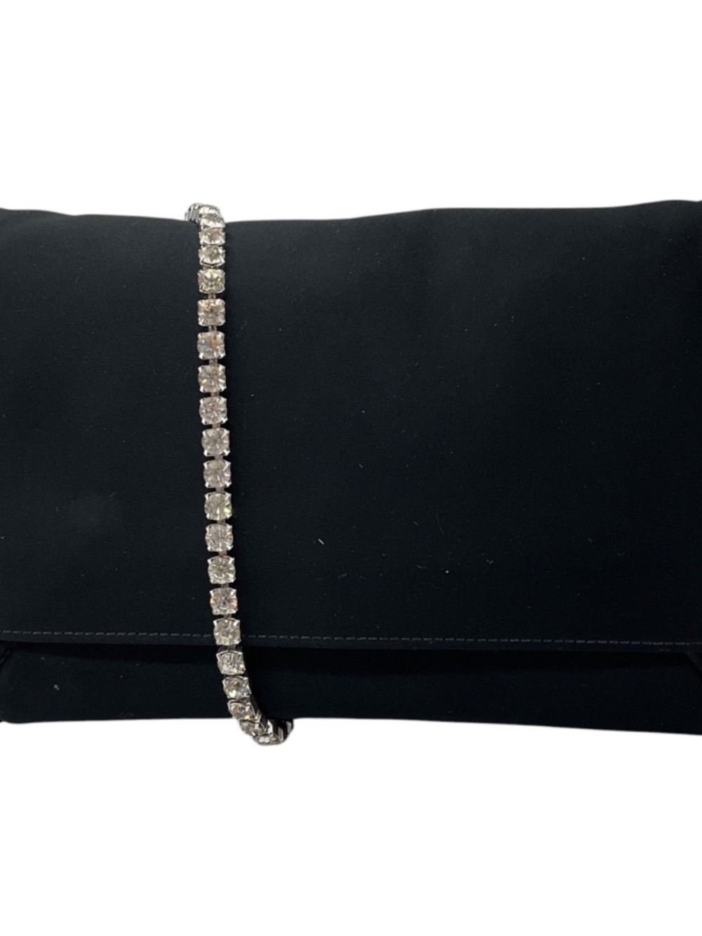 GIVENCHY BLACK SATIN EVENING BAG WITH CRYSTAL EMBELLISHED CHAIN STRAP
